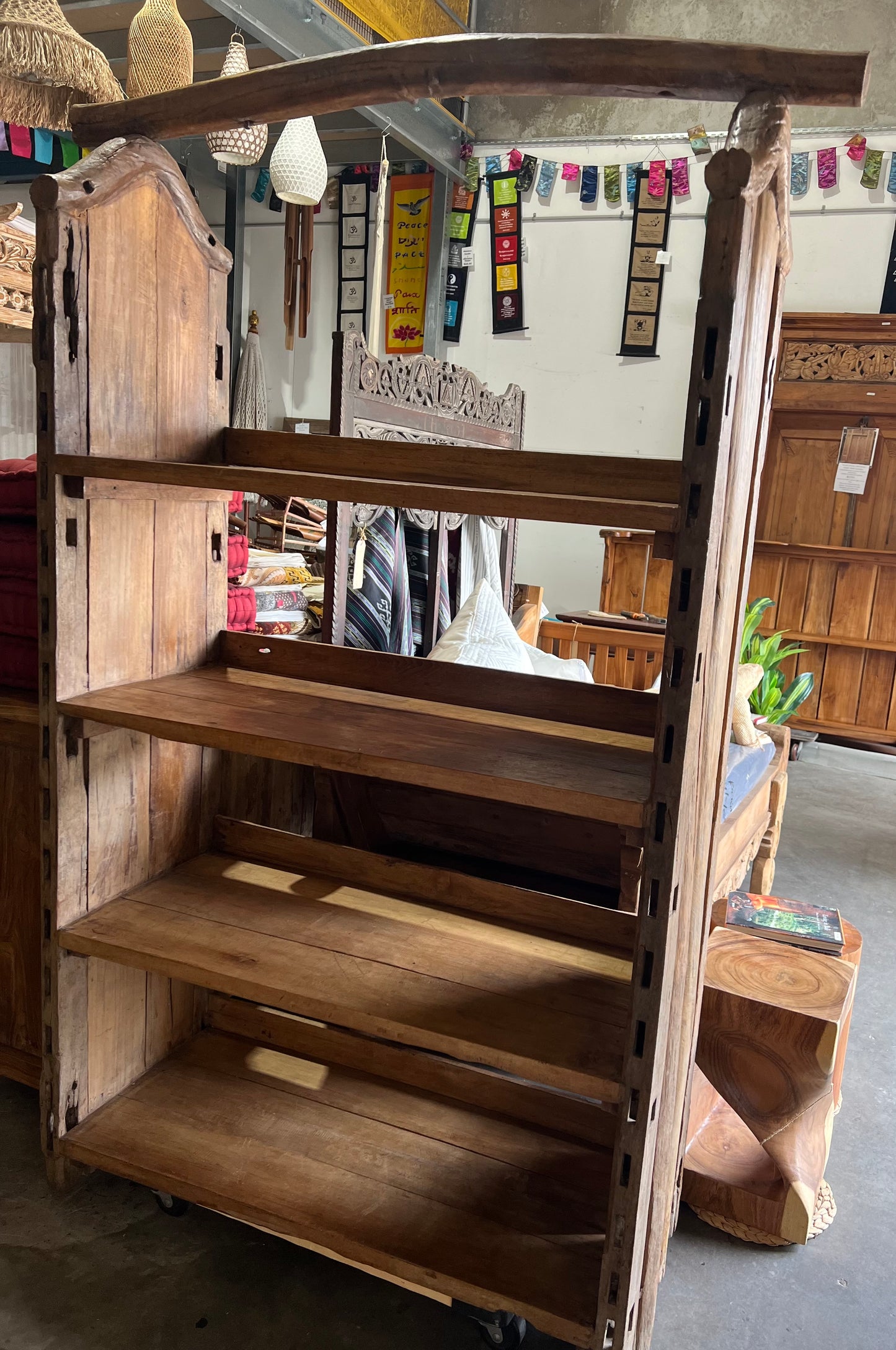 Antique Rustic old Hardwood including old wooden Oxen Bow Yoke wood .4 Shelf  Bookcase