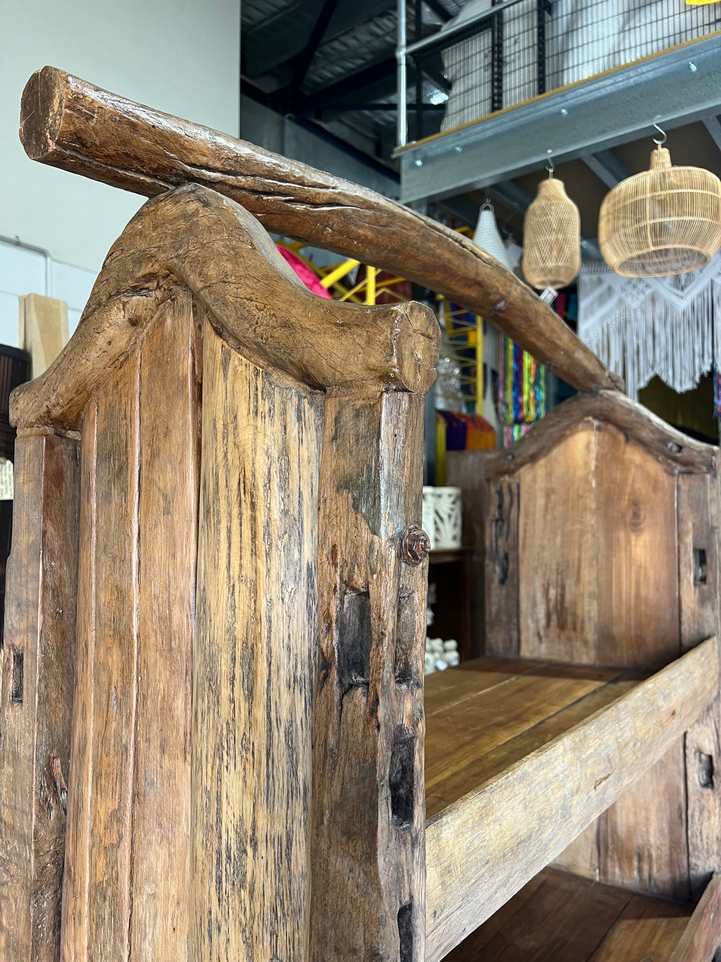 Antique Rustic old Hardwood including old wooden Oxen Bow Yoke wood .4 Shelf  Bookcase