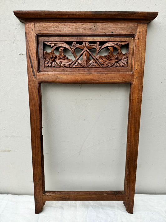 original vintage teak hand carved frame (no mirror))