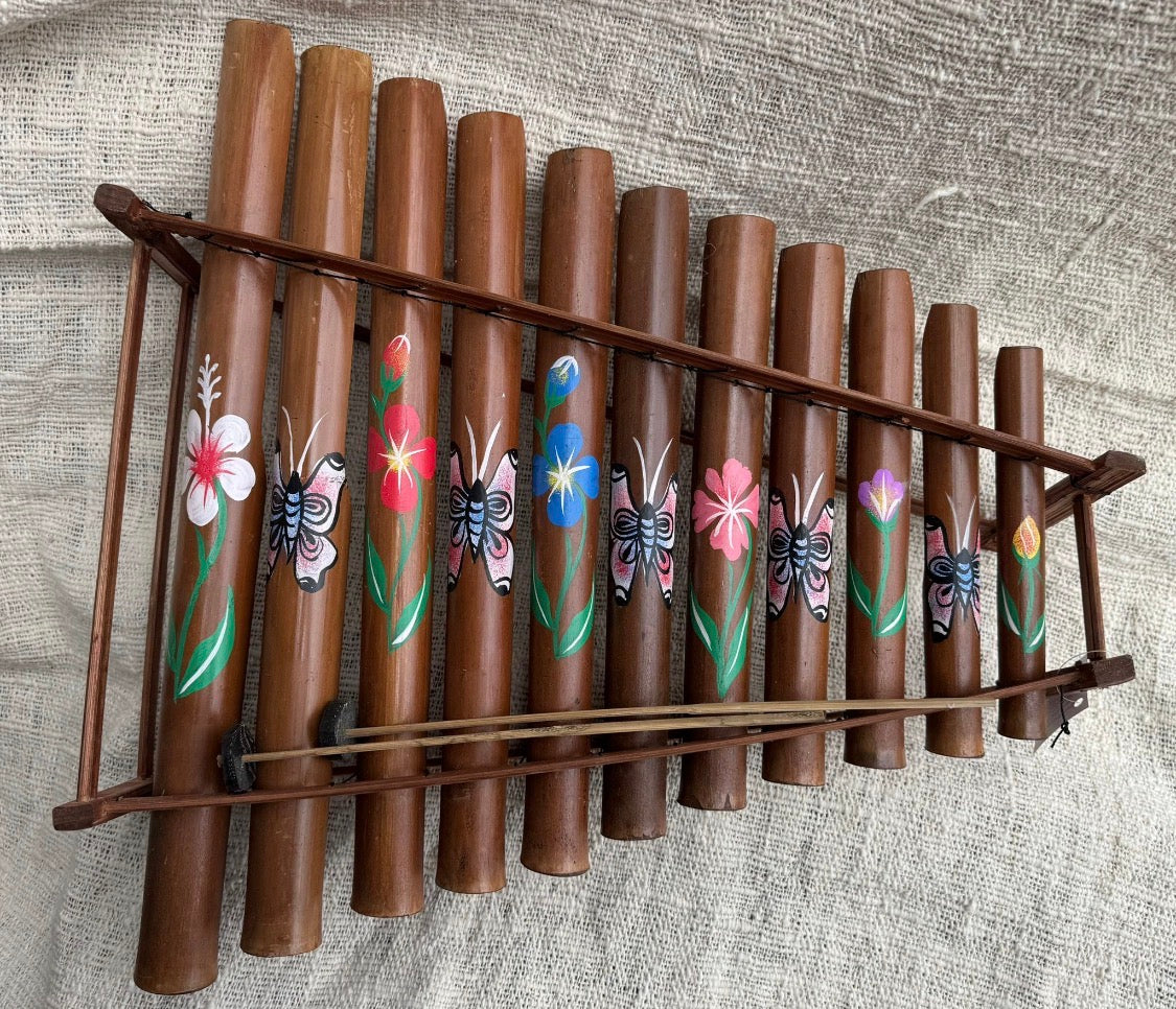 Balinese Bamboo Gamelan musical instrument hand painted 54cm long