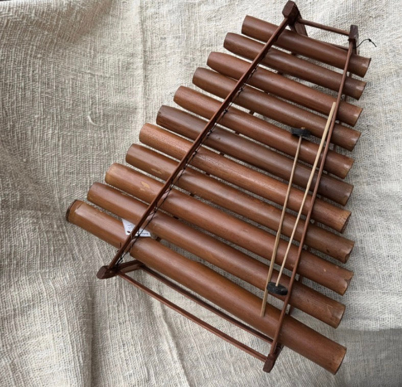 Balinese Bamboo Gamelan musical instrument hand painted 54cm long