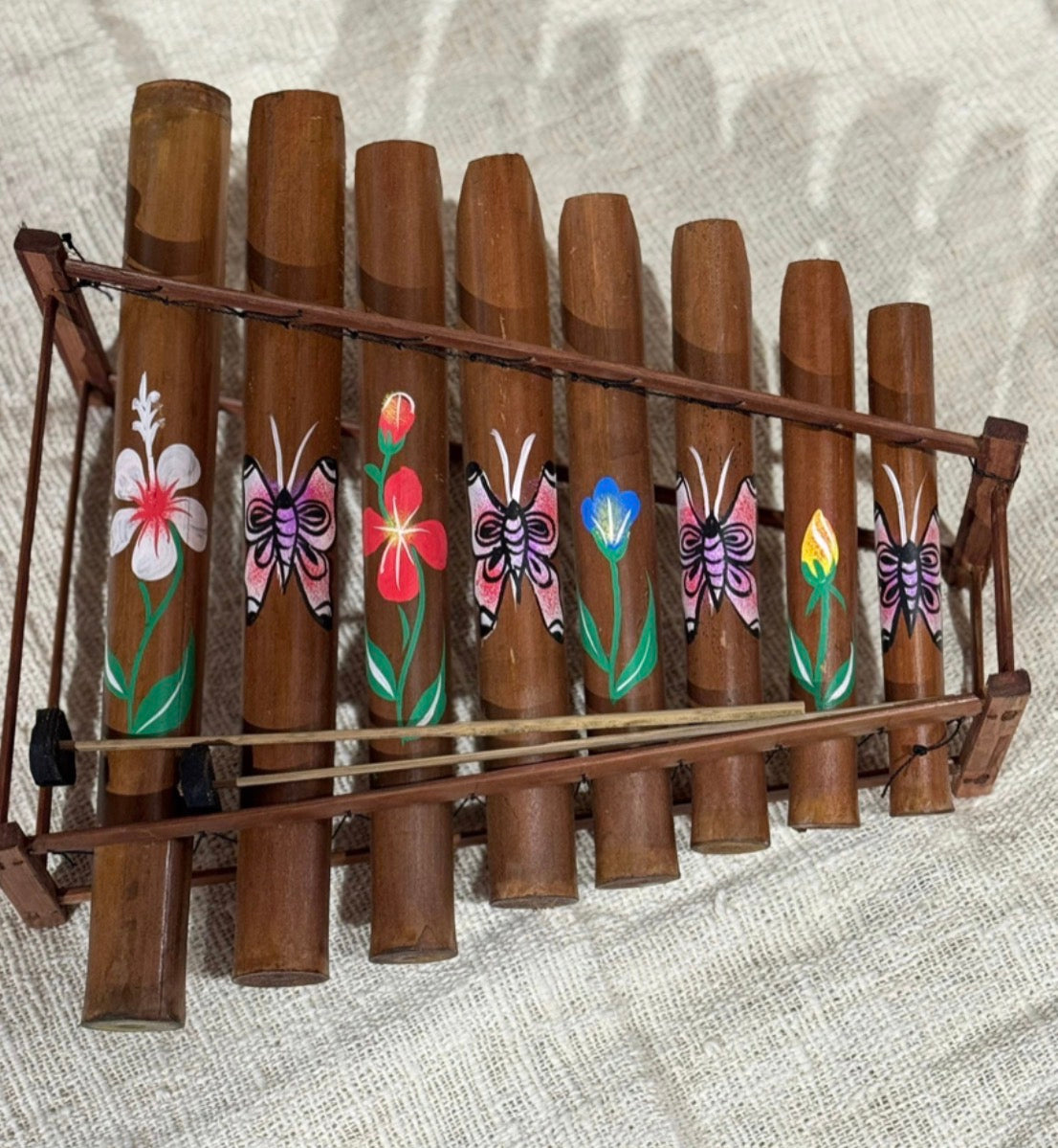 Balinese Bamboo Gamelan musical instrument hand painted 40cm long