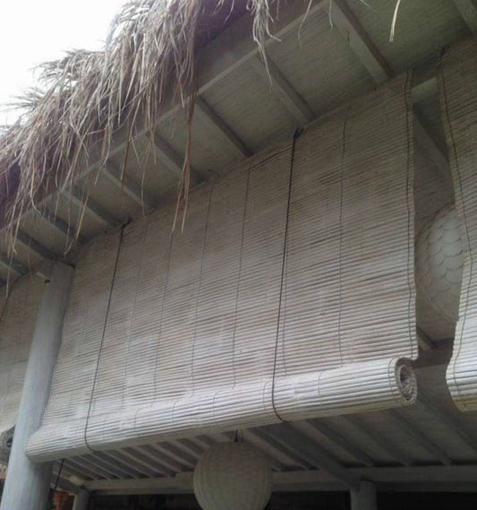 Bamboo Blind White wash painted indoor/outdoor Nylon Cords metal fittings