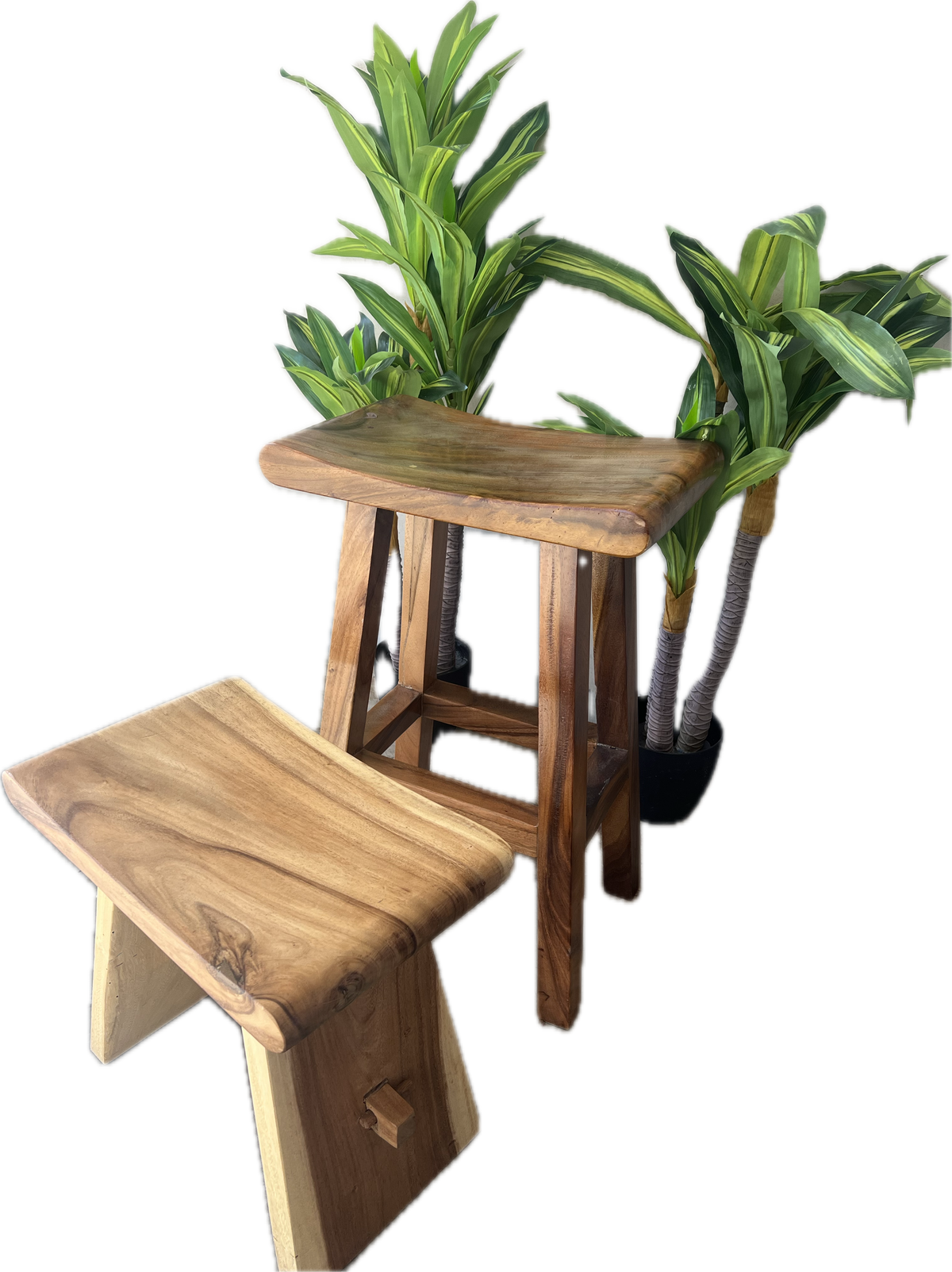 Stool Counter/Bar Stool Suar wood curved seat 50cm x 30cm x 73cm height