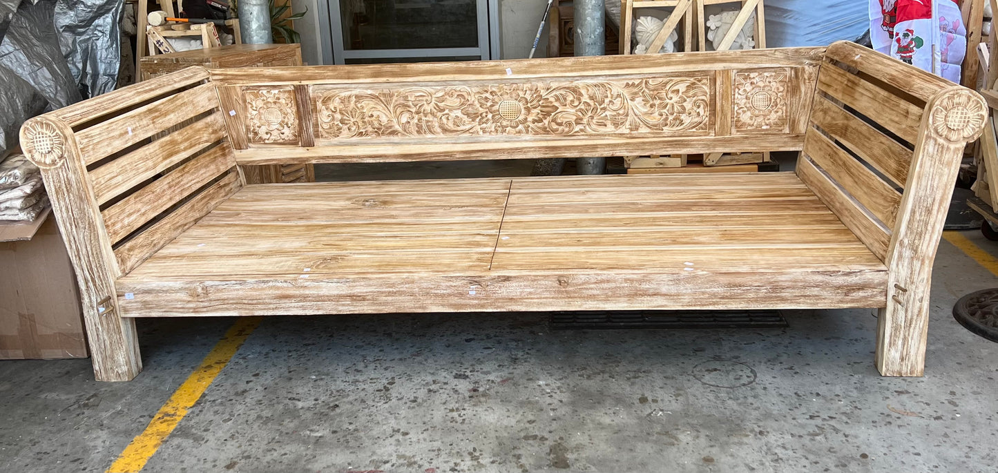 Batubulan Yanto Recycled Teak Daybed slat arms Single Creamwash