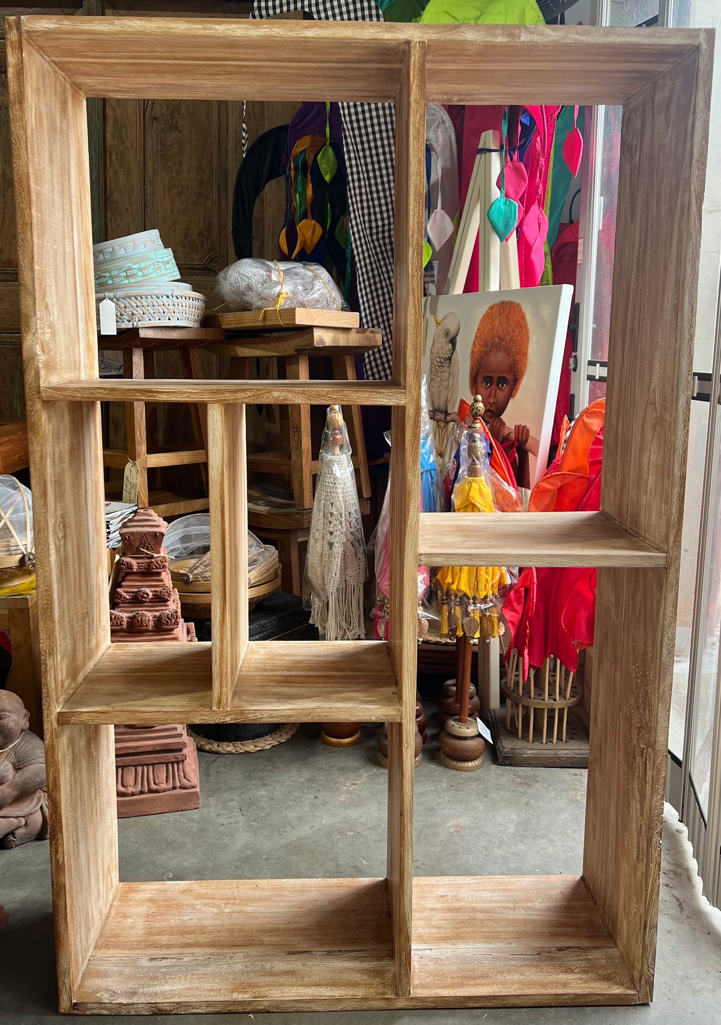 Teak 2 position bookshelf creamwash