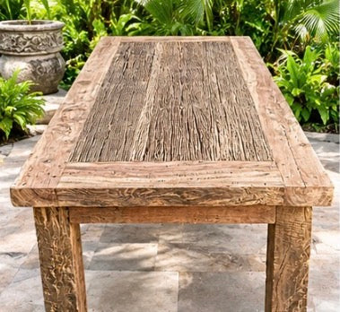 Mas Dining Table Rustic Recycled Bridgewood  2.2m x 1m x 78cm(h)  Natural