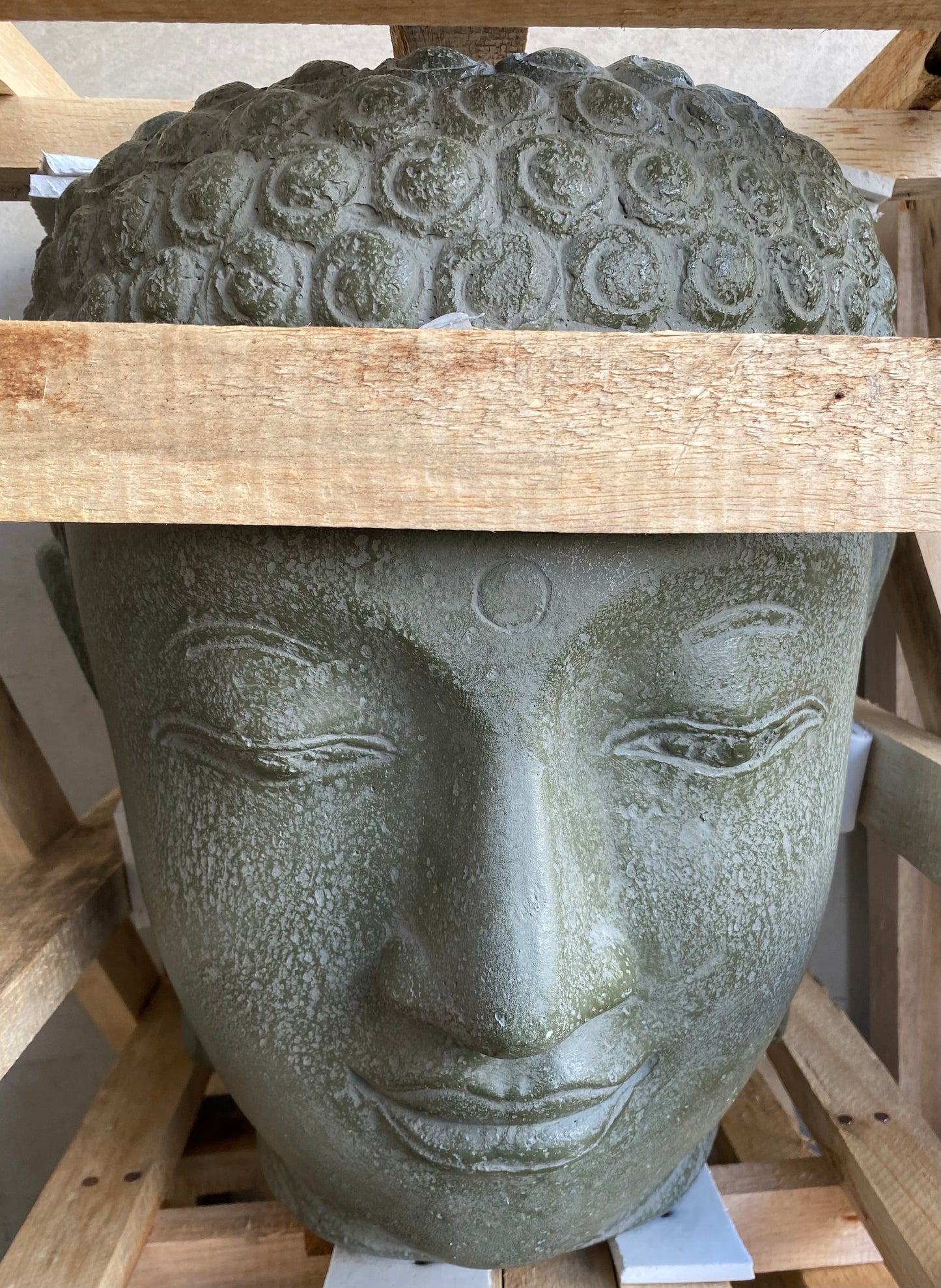 Buddha Head Painted Pot Cement 55cm(h)