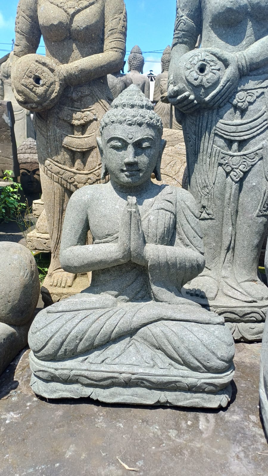 Buddha Greenstone  Welcome (Namaste) Buddha 80cm(h)