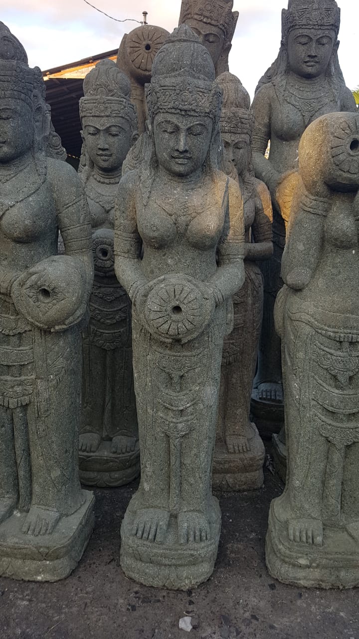 Dewi (Goddess) Greenstone volcanic standing  150cm(h) (pouring jug)