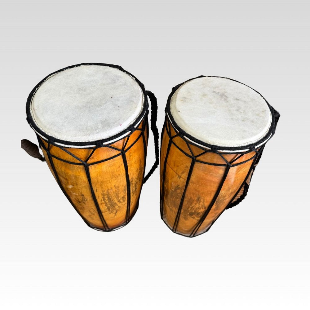 Hand Drum double end. 40cm long. Wooden