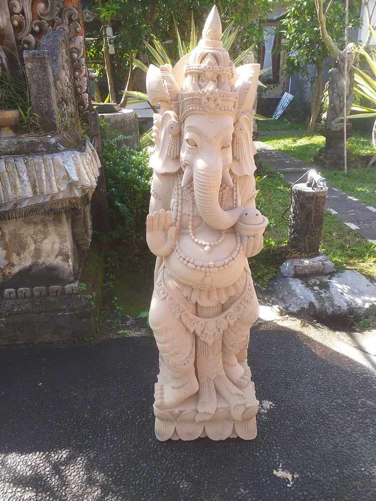 Limestone Statue Example Ganesha standing 1mtr Limestone handcarved Statue – That Bali Shop