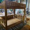 Recycled Teak Gazebo/Canopy Double Daybed with handcarved panels and Natural woven Bedeg mat ceiling