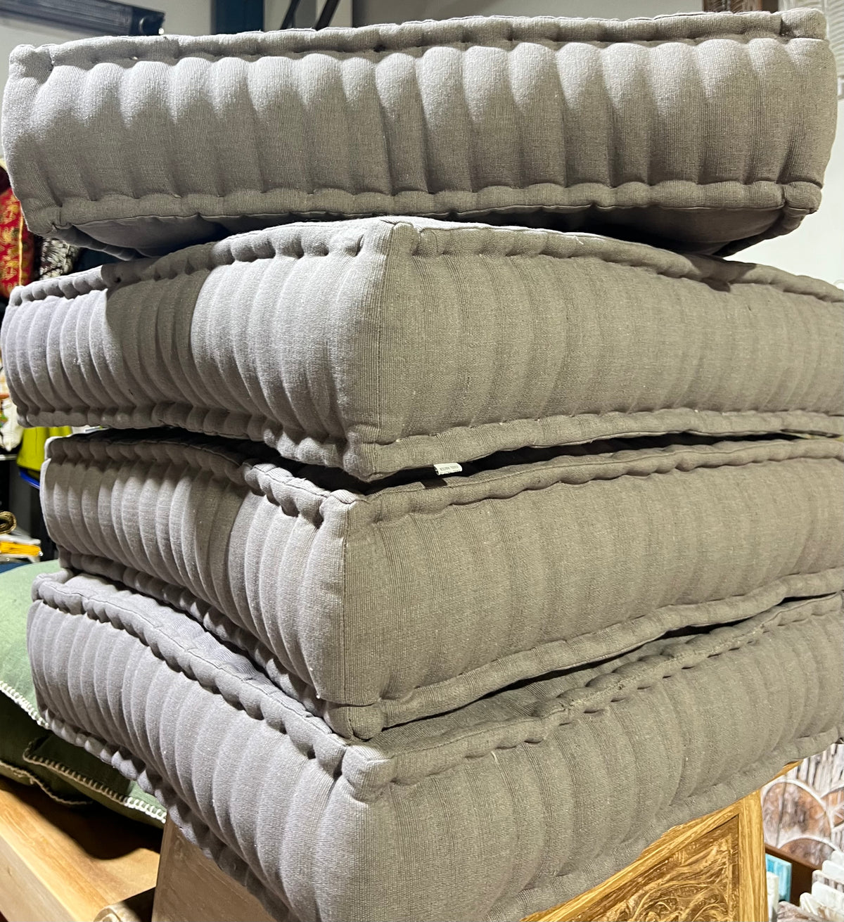 Meditation Mattress/Cushion 60cmx60cmx15cm Cotton Texture weave Organic Kapok filling