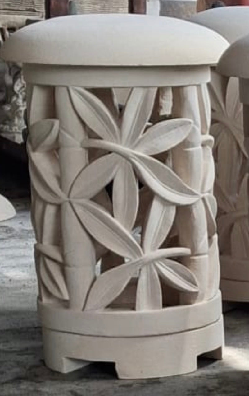 Limestone hand carved  Cylinder shape Candle/Light Holder /base/dome top