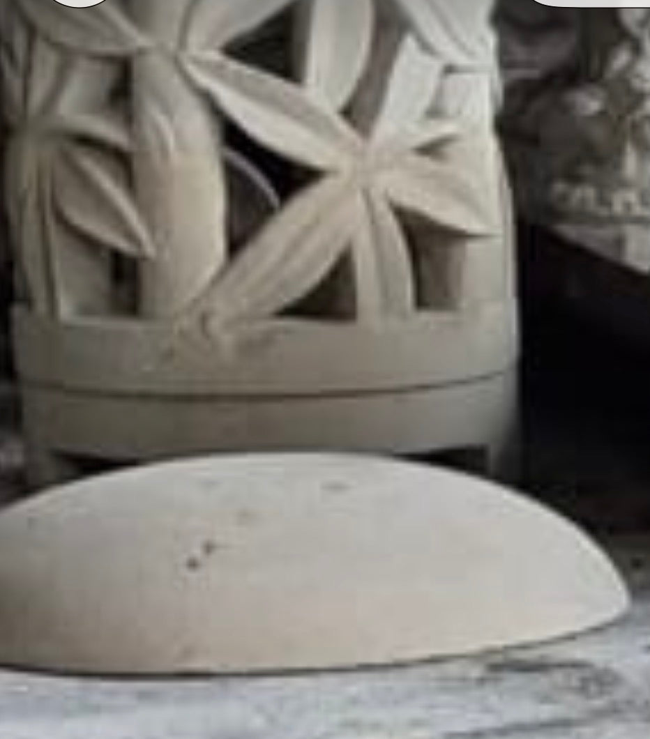 Limestone hand carved  Cylinder shape Candle/Light Holder /base/dome top