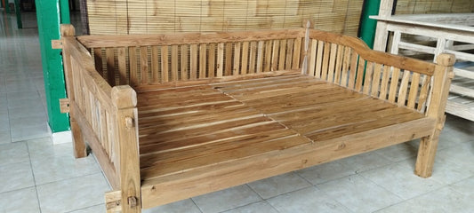 Mas 'Queenscliffe' Slat Style Recycled Teak Daybed Double (Creamwash)