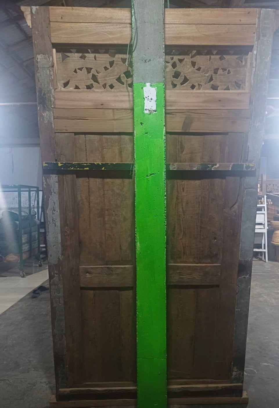 Mas Original pre-used Teak Door natural finish rub back original paint with carving 250cmht
