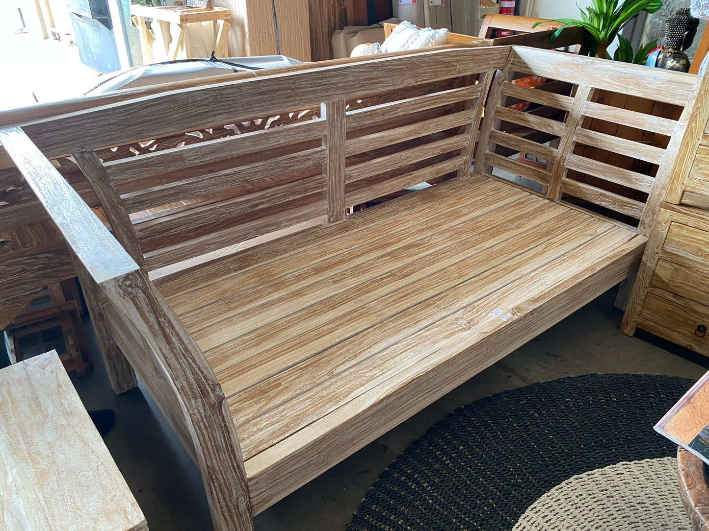 Mas Sun Elde Recycled Teak Daybed Single Creamwash