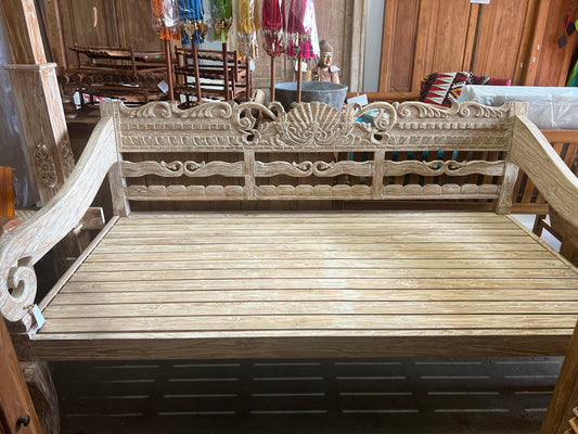 Mas Java refurbished Original  Teak Hand Carved Daybed Raw finish
