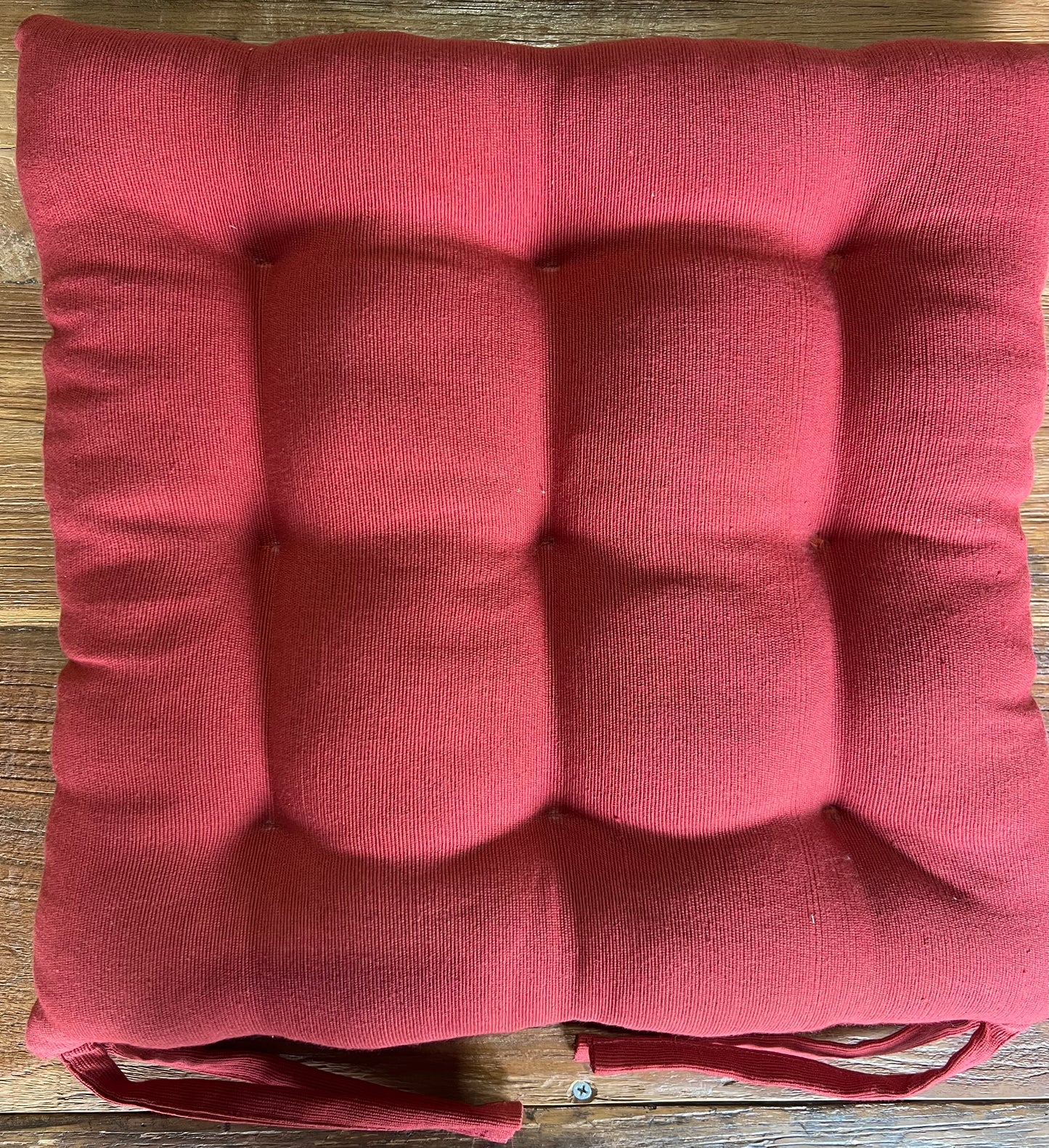 Texture weave cotton handtufted  seat mattress kapok cushion with ties 40cmx40cmx6cm