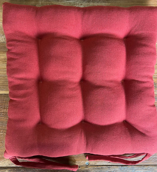 Texture weave cotton handtufted  seat mattress kapok cushion with ties 40cmx40cmx6cm