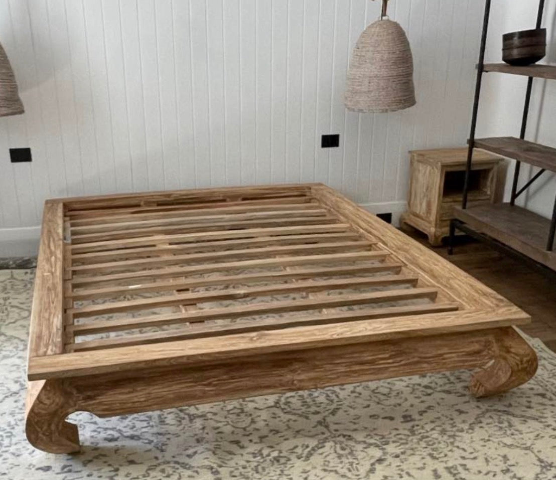 Bed Teak Opium Eastern Style King Single  (creamwash finish)