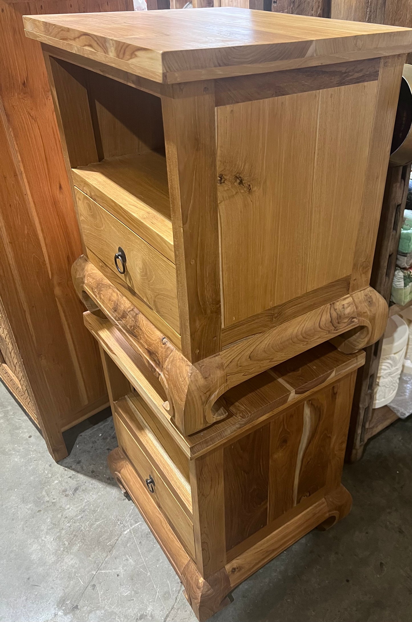 Bedside cabinet Teak Opium Eastern Style Natural teak wood finish
