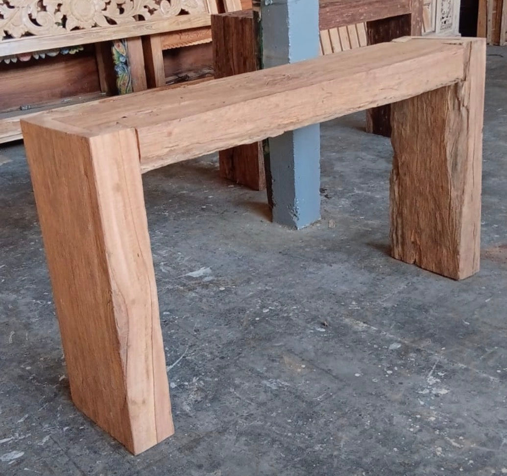 Mas recycled Java Railway Sleeper wood Consul/Side Table 110cm length