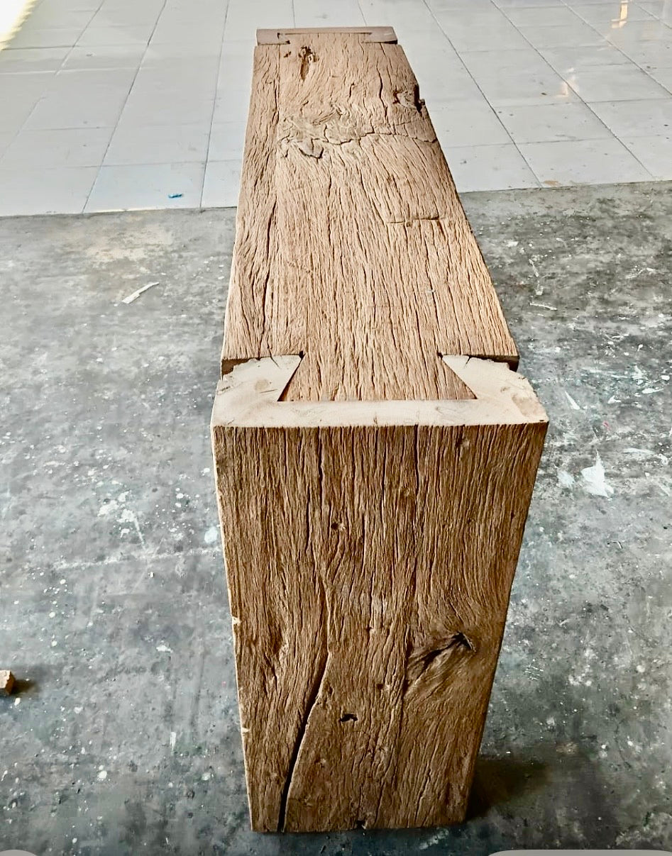 Mas recycled Java Railway Sleeper wood Consul/Side Table 110cm length