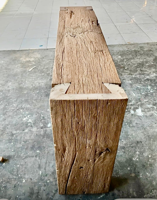Mas recycled Java Old  Railway Sleeper wood Consul/Side Table 135cm length