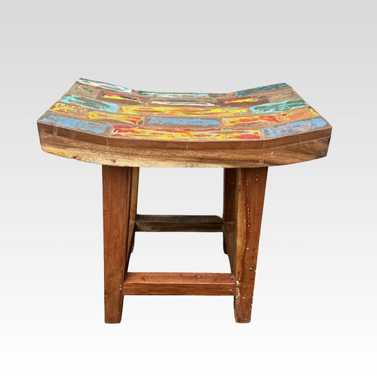 Stool Boat wood curved seat 50cm x 30cm x 50cm height