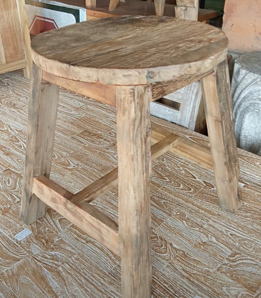 Stool /side table Recycled Teak 50cm(h) x 40cm(dia) natural finish