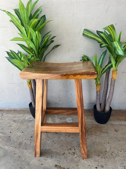 Stool Counter/Bar Stool Suar wood curved seat 50cm x 30cm x 73cm height