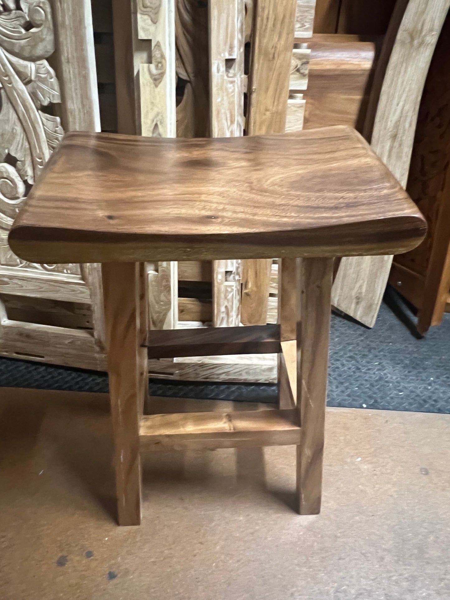 Stool Counter/Bar Stool Suar wood curved seat 50cm x 30cm x 73cm height