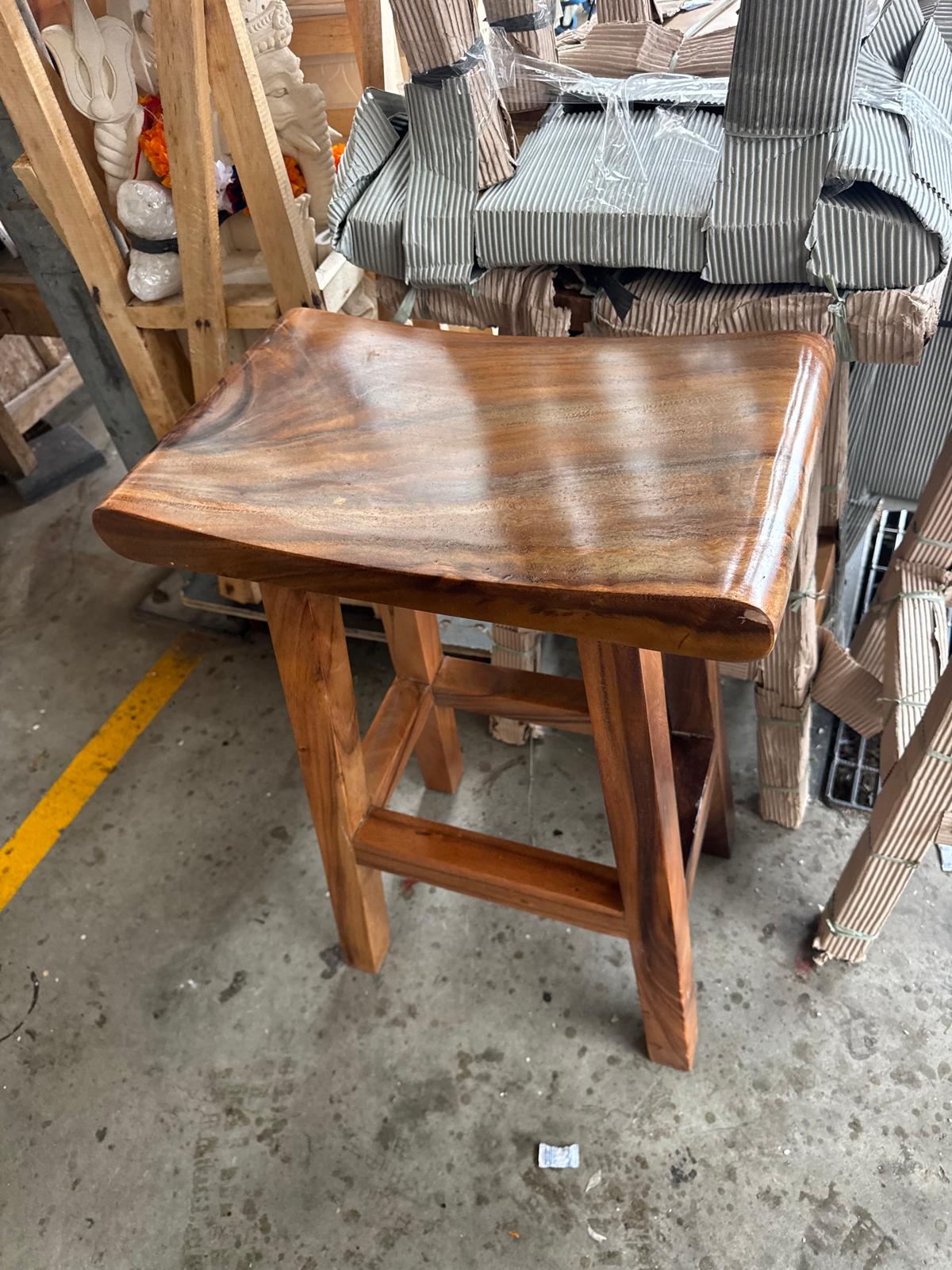 Stool Counter/Bar Stool Suar wood curved seat 50cm x 30cm x 73cm height