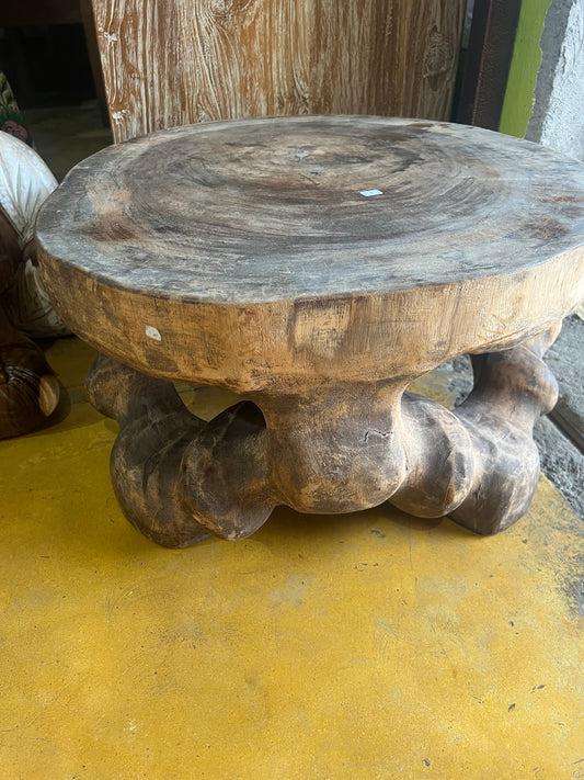 Suar wood old rustic single Log slab handcarved coffee table natural