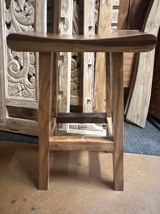 Stool Counter/Bar Stool Suar wood curved seat 50cm x 30cm x 73cm height