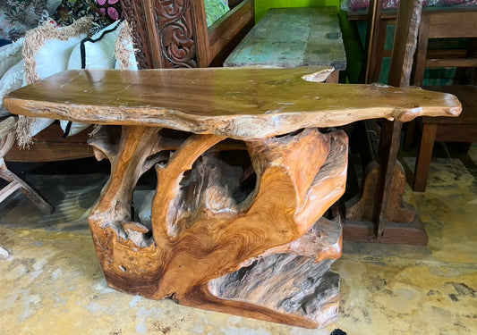 Teak Root Natural Rustic  Consul Side Table