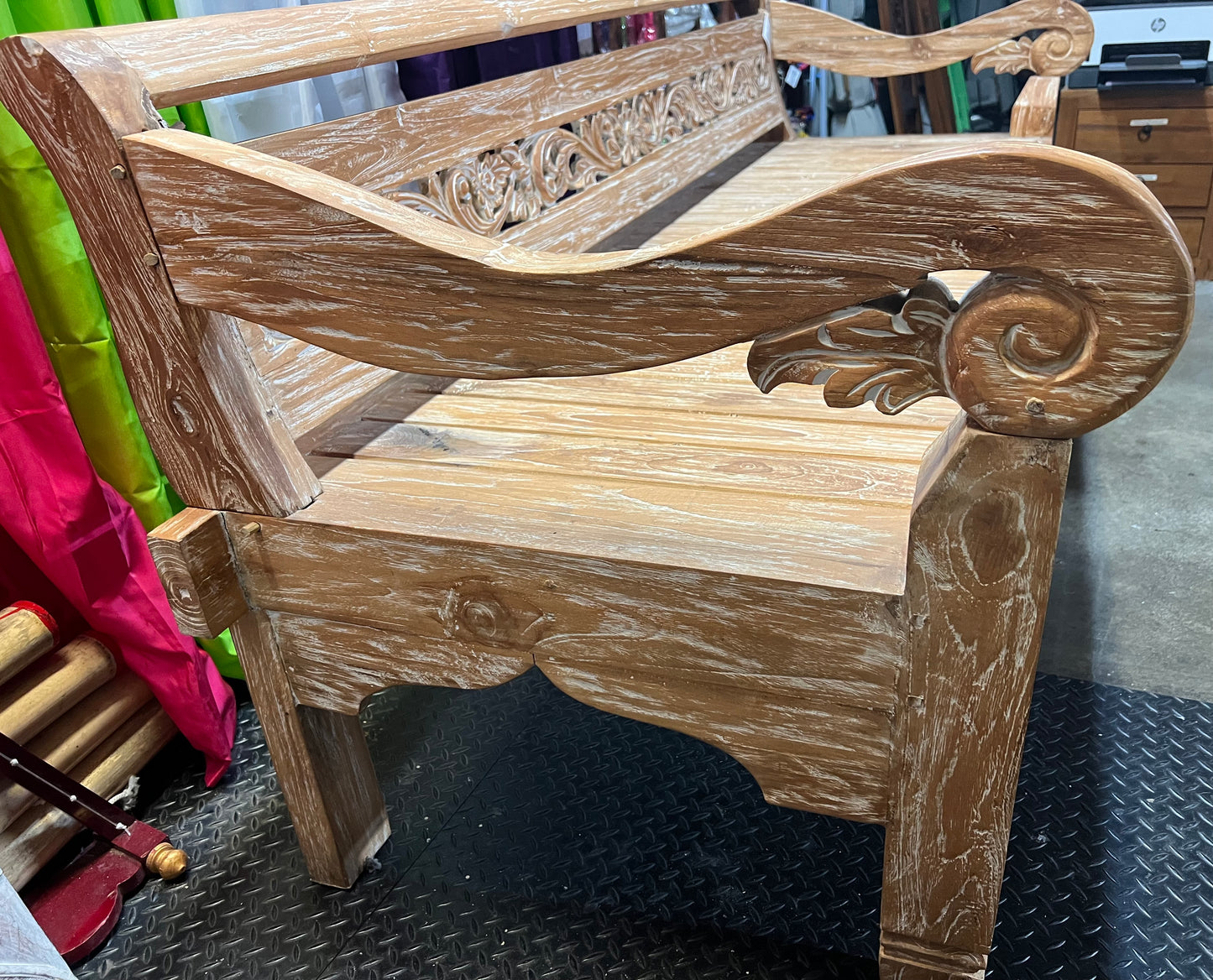 Toyo Kuno Recycled Teak Hand Carved  Daybed (natural wash)