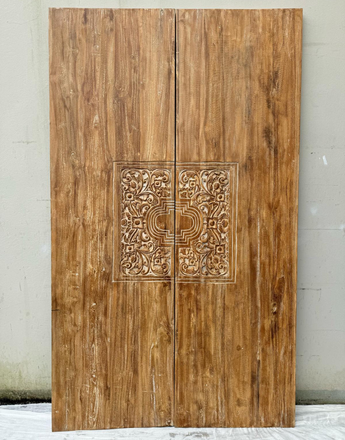 Door Panels Teak Carved Natural Wash finish