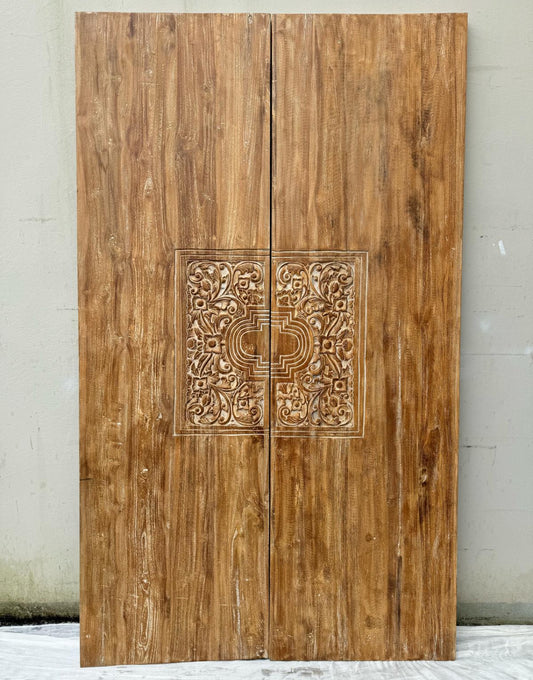 Door Panel set Teak Hand Carved Natural Wash finish