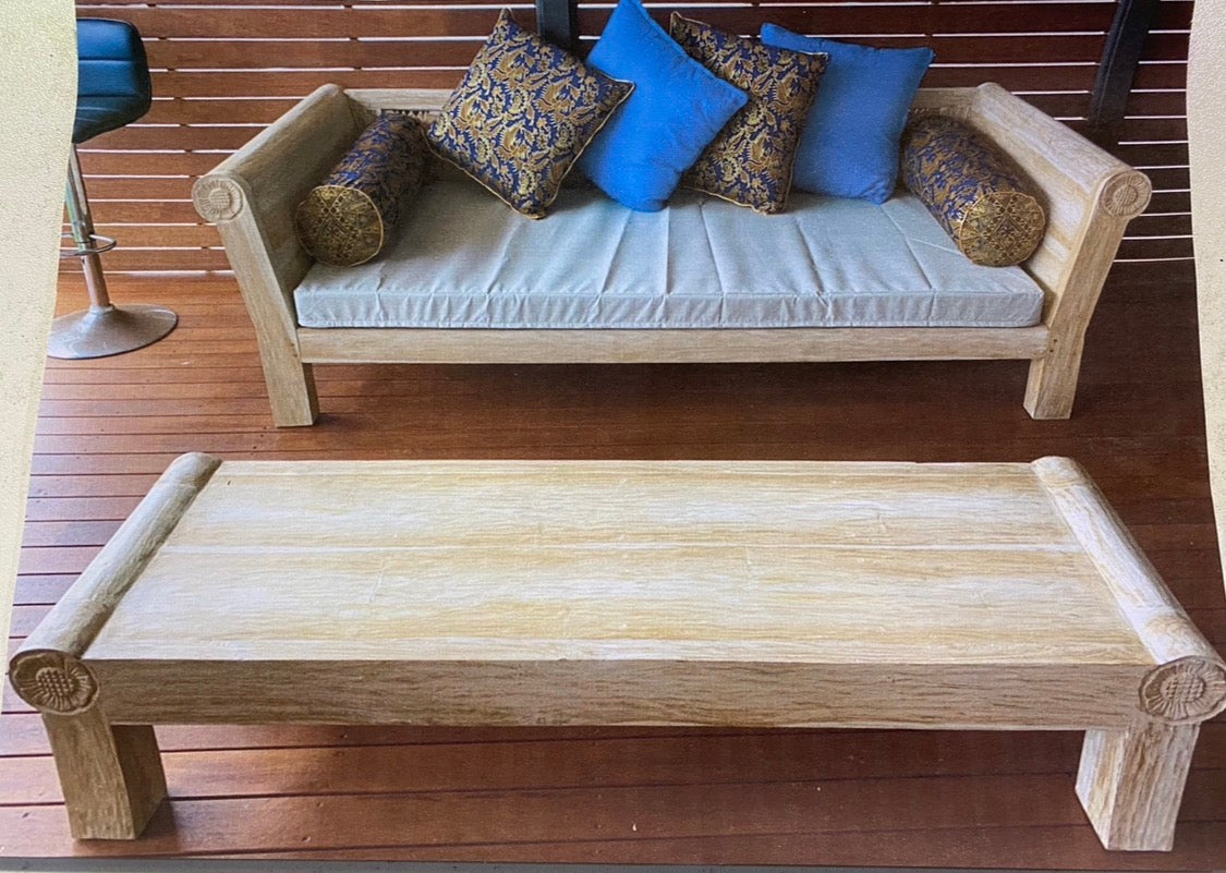 Yanto  Teak carved  coffee table 95cmx50cmx45cm ht natural finish