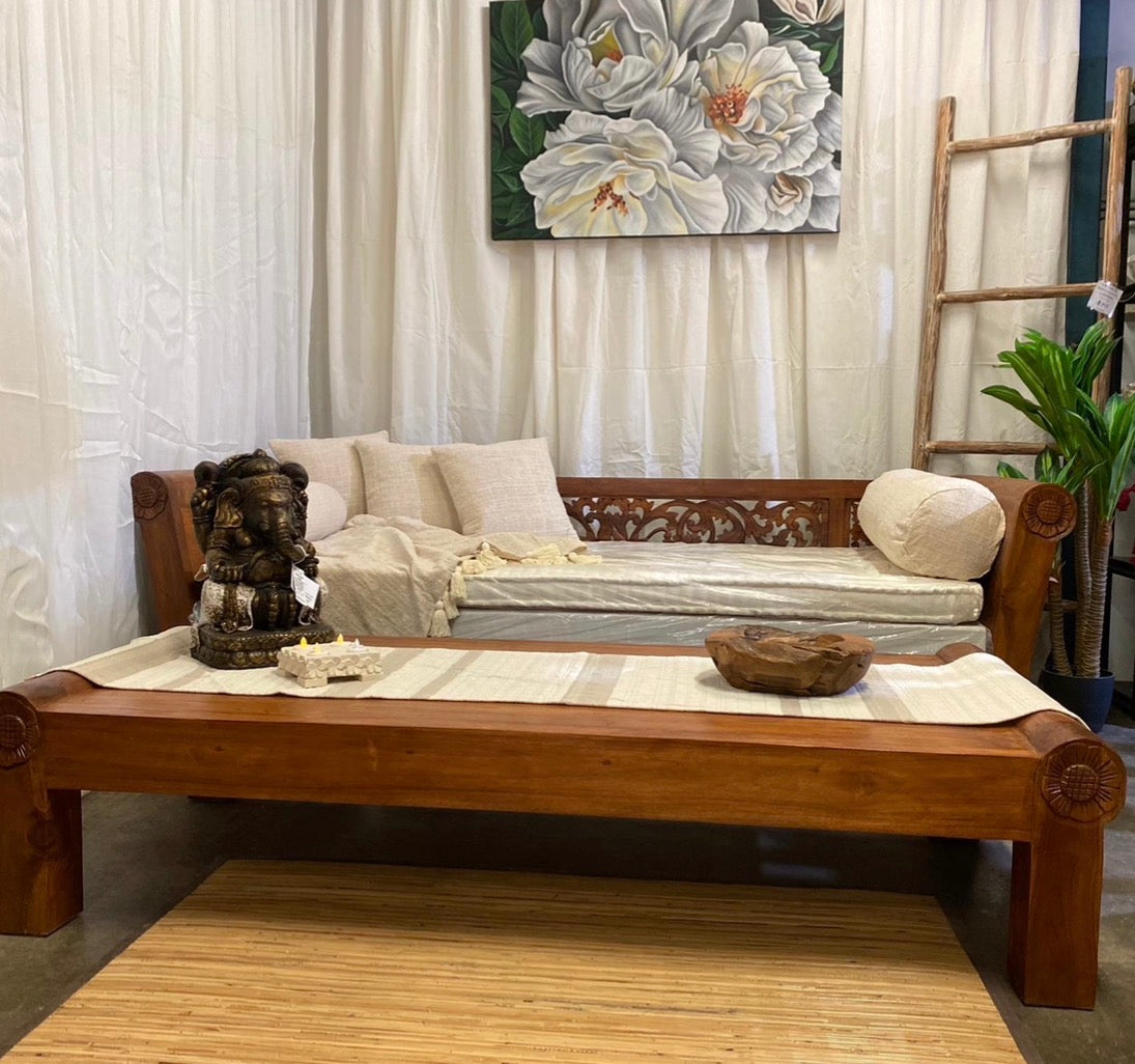 Yanto  Teak carved  coffee table 95cmx50cmx45cm ht natural finish