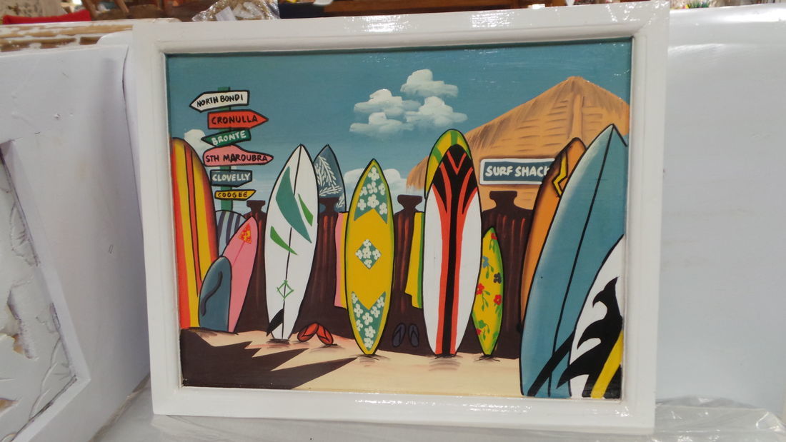 Surfboard wooden painting