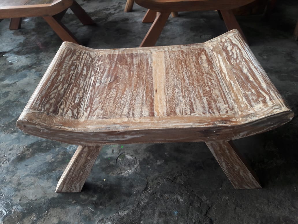Recycled teak small low side table (Creamwash finish)