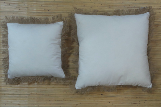 Hessian Fringe Cushion Cover White