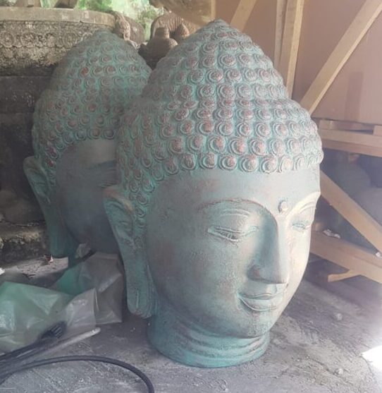 Buddha Head  painted  cement 2 sizes