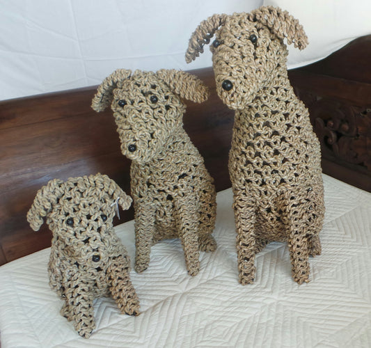 Seagrass Hand Woven/knotted Dogs on wire frame