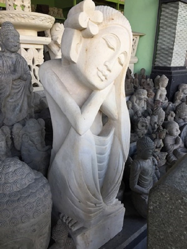 Mimpi Long Hair Dreamer Lady 75cm limestone handcarved statue
